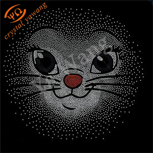 Tùy chỉnh Bling pha lê Carton Mèo <span class=keywords><strong>hotfix</strong></span> sắt trên Rhinestone truyền nhiệt thiết kế họa tiết bán buôn - Product Image 1