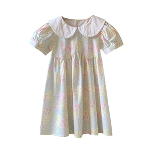 Robe d'été à col <span class=keywords><strong>Peter</strong></span> <span class=keywords><strong>Pan</strong></span> pour petites filles, motif floral, manches bouffantes, pour les tout-petits - Product Image 1