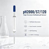 Capteur de pH universel compatible PH2000 120mm 0-14 pH 0-140°C, électrolyte liquide KCl rechargeable pour processus chimiques à faible température