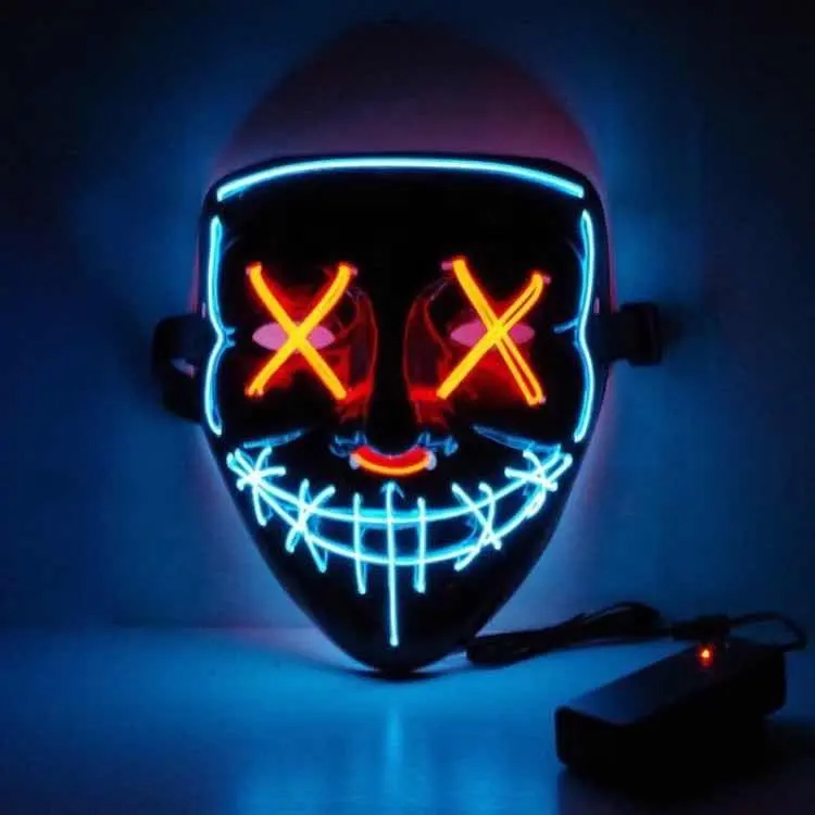 Nova venda quente popular música festa halloween luminosa na luz escura máscara levou El fio incandescência máscara facial