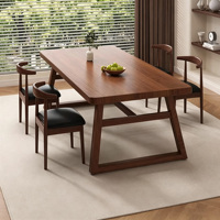 Ensemble de salle à manger rectangulaire en bois, 1 table et 4 chaises, mobilier commercial pour restaurant, petit espace, maison de location