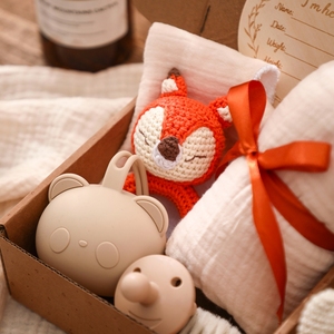 PTZ1539 attivo stile Baby mussola di cotone coperta e dentizione sonaglio Set doccia neonato regalo con scatola pietra miliare <span class=keywords><strong>per</strong></span> i <span class=keywords><strong>neonati</strong></span> di primavera - Product Image 4