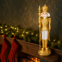 Weihnachts-Nussknacker Harz-Figur Gold-Weiß Soldaten-Statue Tischdekoration für Weihnachten Zuhause Kamin Feiertagsdekoration Geschenk