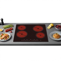 Table de cuisson vitrocéramique encastrable 60 cm 4 zones 6000W, plaque chauffante électrique à commande tactile, cuisinière radiante pour usage domestique