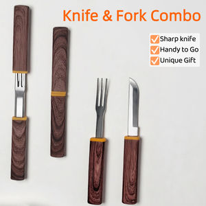 Juego de Cuchillos y Tenedores para Carne Estilo Occidental 2 en 1 de Acero Inoxidable con Mango de Plástico - Product Image 2