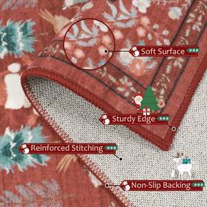 Boho Vintage rouge tapis de noël grand tapis lavable antidérapant pour salon salle à manger couloir décor à la maison en Stock - Product Image 5