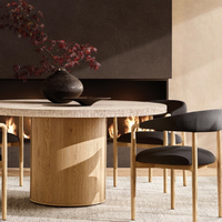 Meubles de restaurant de luxe modernes, table ronde en bois avec base en piédestal