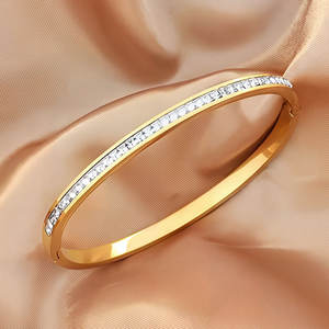 Pulseras y Brazaletes de Lujo al por Mayor de Acero Inoxidable 316L, Chapados en Oro de 14k y 18k, con Circonitas, de Diseñador, para Mujer - Product Image 6