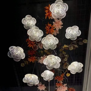 Lustre en cristal à 10 têtes, lumières décoratives <span class=keywords><strong>de</strong></span> mariage, fleurs artificielles en acrylique LED, lampe suspendue pour accessoires <span class=keywords><strong>de</strong></span> mariage - Product Image 6