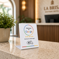 Nouvelle plaque programmable Newbega Spanish Googlesign 13,56 MHz NFC NTAG213 en PVC étanche, carte cadeau, carte de revue, support de table KPD008-7