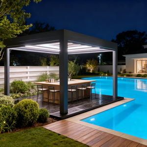 Auvent en aluminium, pergola, gazebo extérieur imperméable, idées de toiture, 3x3, 3x4, 4x3, 4x4, 4x5, 4x6, 6x3, 6x4, 6x5, 6x6m, abri de voiture en aluminium - Product Image 1