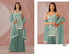 Robe de soirée en Faux Georgette avec broderie, vêtements de travail lourds, Salwar Kameez avec dupata, robes pour femmes, motifs tibétains, salwar, nouvelle collection - Product Image 2