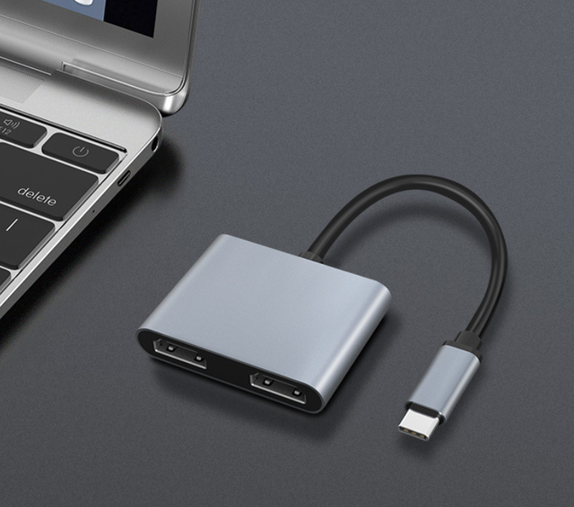 2 HD to USB C 4 in 1 USB Hub OEM USB 3.0 PD 100w Charging Dual HDTV 4k60hz Type c Docking Station for Laptop/Mac