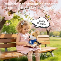 Tumama Chien Corgi Interactif Musical pour Enfants, Jouet Électronique en Peluche Robot Chiot à Commandes Vocales pour Garçons et Filles
