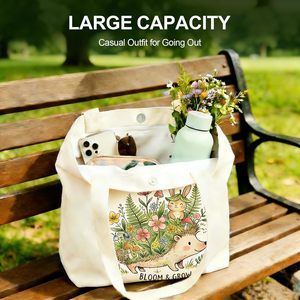 <span class=keywords><strong>Borsa</strong></span> Tote con Motivo Floreale Estetico <span class=keywords><strong>per</strong></span> Donne - Chiusura Magnetica, Tasca Interna con Cerniera, in Tela di Cotone <span class=keywords><strong>per</strong></span> Uso in Cucina/Spesa - Product Image 2