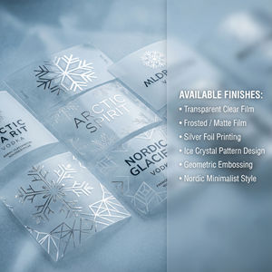 ฉลากวอดก้าแบบใสสั่งทำ, สติกเกอร์ไวนิลใสแบบฝ้ากันน้ำ พร้อมปั๊มฟอยล์<span class=keywords><strong>สี</strong></span>เงินสำหรับบรรจุภัณฑ์ขวดสุรา - Product Image 3