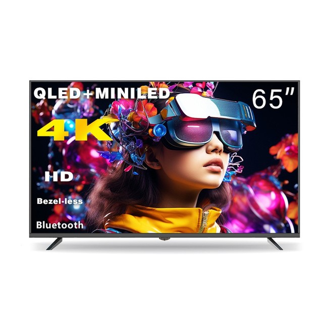 Weier 65 Inch LED Android Smart TV 60Hz QLED with Quad-Core Processor and CE Certification