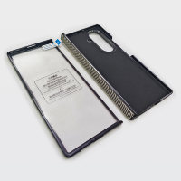 Funda de Cuero PU para Samsung Galaxy Z Fold 7 6 5 W25 con Textura de Fibra de Carbono, Protección de Bisagra y Cristal Templado