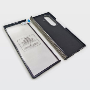 Funda de Cuero PU para Samsung Galaxy Z Fold 7 6 5 W25 con Textura de Fibra de Carbono, Protección de Bisagra y Cristal Templado - Product Image 2