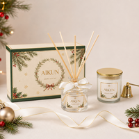 Difusor de Aromas AIKUN con Varillas de Ratán Natural Ajustables de 30 a 90 Días, Ideal para Regalos Premium de Navidad