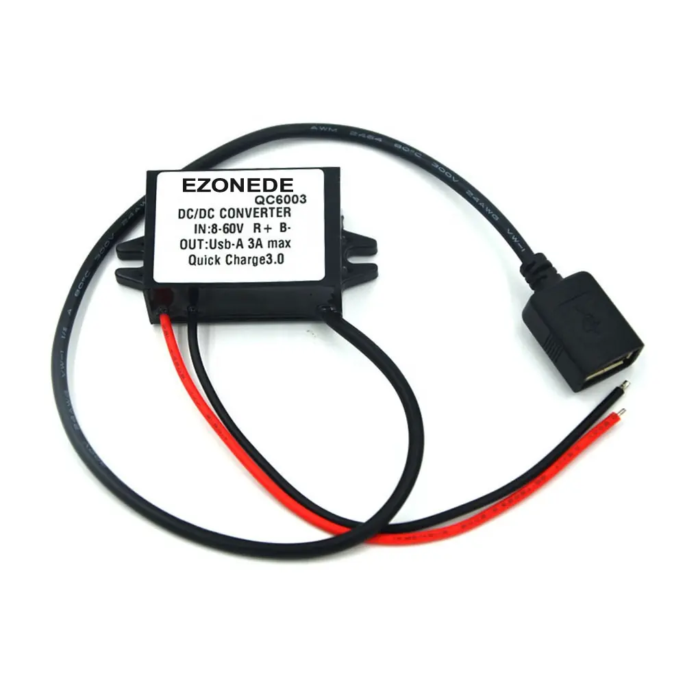 Waterproof USB Charger Voltage Regulator DC DC Buck Converter 12V 24V 48V 60V to 5V 9V 12V 3A QC 3.0 for Vehicle Phone Charge