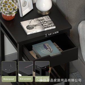 <b>Modern</b> Bedside Table With Drawers And Open <b>Shelves</b> For Bedroom And Living Room Storage Furniture - Product Image 3