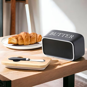 Assiette <span class=keywords><strong>à</strong></span> beurre rectangulaire en céramique avec logo personnalisé récipient <span class=keywords><strong>à</strong></span> <span class=keywords><strong>fromage</strong></span> de cuisine beurrier en porcelaine avec couvercle - Product Image 2