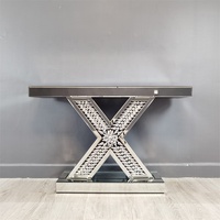 Vente en gros d'usine de meubles de couloir d'entrée grande table console victorienne en verre écrasé de diamants meubles de salon