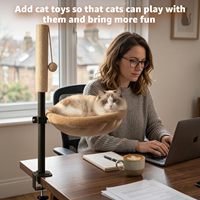 360 °   Hamac pour chat rotatif et réglable pour la maison et le bureau avec étagère amovible pour lit de chat doux et confortable