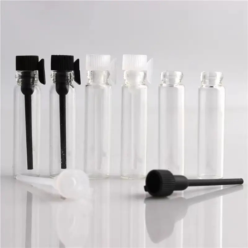 Frascos de vidro vazios para testador de perfume, frascos de vidro para testador de perfume em estoque, mini frascos com tampa, frascos de vidro de 1ml, 2ml e 3ml