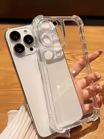Funda Transparente Antigolpes para Teléfono, TPU y PC, Protección en las Cuatro Esquinas, para iPhone 16, 15, 13, 12 Pro Max