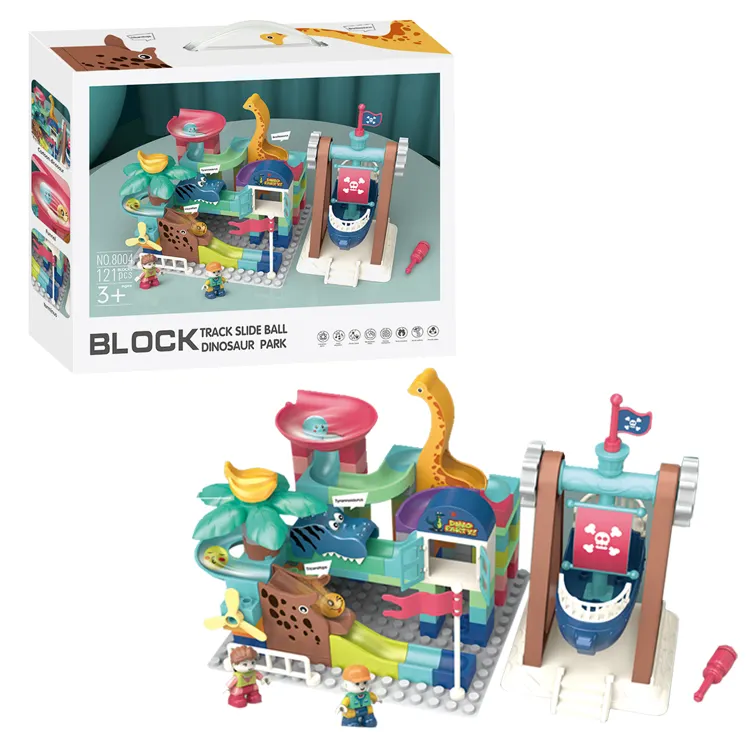 パズルおもちゃDIY恐竜海賊船ビルディングブロックボールスライドおもちゃセットパズルおもちゃキッズビルディングブロックランダムセット