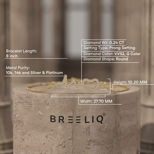 Pulsera de Oro Blanco Sólido de 14K con Diamantes en Forma de Latido de Corazón para Mujer, Cadena Delicada con Eslabones de Pulso y Corazón - Product Image 6