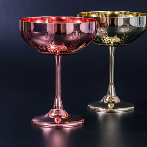 Verre à cocktail Martini en acier inoxydable 304, gobelet créatif unique avec placage cuivre-argent, design épi de blé pour flûte, 270 ml - Product Image 2