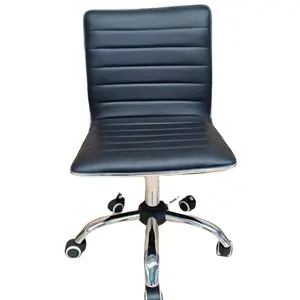 Siyah beyaz ofis bilgisayar PU deri krom tekerlekler ile çalışma masası döner Vanity sandalye