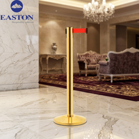 Barrière de sécurité rétractable EASTON pour hôtel, 3 mètres, en acier inoxydable doré, robuste, sur pied