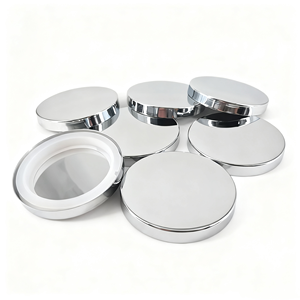 Couvercles plats en métal <span class=keywords><strong>argent</strong></span>é électroplaqué pour pots à bougies en verre, 80mm, 83mm, 90mm, 99mm, vente en gros - Product Image 1