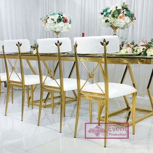 Sự Kiện Đám Cưới Chất Lượng Cao Khung Kim Loại Bằng Thép Không Gỉ Ghế Ăn Quán Cà Phê Nhung Hiện Đại Sang Trọng - Product Image 1