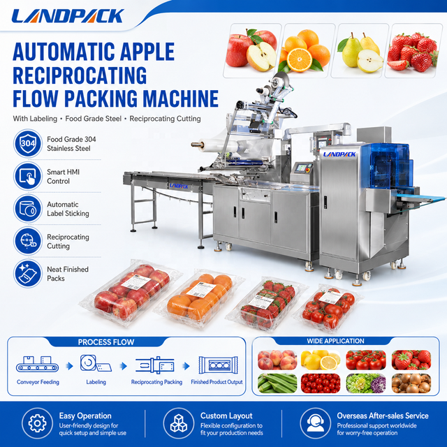 Automatic Citrus Lettuce Mushroom Broccoli Fresh Fruit Spinach Vegetable and Apple Flow Packaging Packing Machinery Machine
