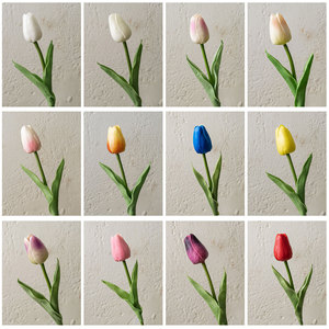 Steli di Tulipani Artificiali Premium in PU Effetto Reale, Tulipani Finti Bianco Blush per Bouquet da Sposa e Decorazioni per la Casa - Product Image 3