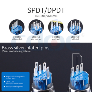 IP67 không thấm nước kim loại <span class=keywords><strong>push</strong></span> <span class=keywords><strong>button</strong></span> chuyển thép không gỉ 16mm 19mm 22mm 25mm 30mm 12V momentary pushbutton chuyển đổi cho công nghiệp - Product Image 3