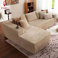 Housse de canapé sectionnelle en forme de L extensible avec éponge haute densité et housses d'oreiller en tissu de velours côtelé noir pour salon