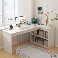Bureau d'angle en L moderne avec armoire de rangement réversible et étagères pour bureau à domicile, chambre ou salle d'étude