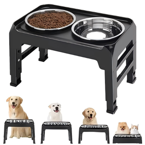 Tempat Makan Hewan Peliharaan Portabel dari Baja Anti Karat 4 Tingkat Ketinggian yang Dapat Disesuaikan, Kokoh, Tahan Air, dengan Dua Mangkuk yang Dapat Disesuaikan untuk Anjing - Product Image 6