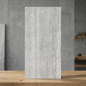Travertino Gris, Baldosas de Porcelana Pulida de 24x48 Pulgadas para Pared y Piso, Aspecto de Piedra Travertino, 8.5mm - Product Image 2