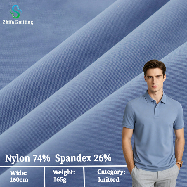 OEKO-TEX 74% Polyamide 26% Elastane Warp Knit Matte Fabric Quick Dry Anti-Static Spandex Fabric for Business Polo T-Shirts