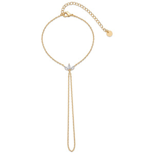 Pulsera de anillo sin deslustre de moda, cadena de mano, joyería para el cuerpo, pulsera de cadena de mano de oro con perlas de agua dulce chapadas en oro de 14K para mujer - Product Image 2