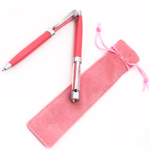 Bolígrafo de Metal Rosa con Mecanismo de Giro y Cristal, con Logotipo Personalizado - Product Image 5