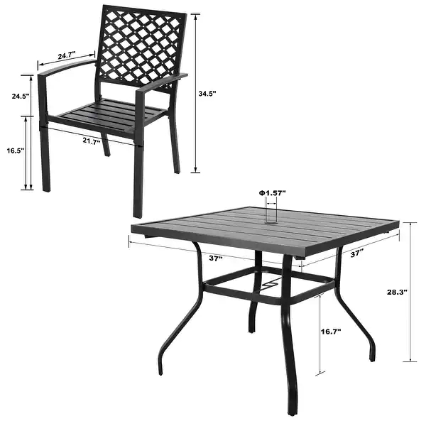 high quality Patio furniture outdoor dining table set 4 chairs metal