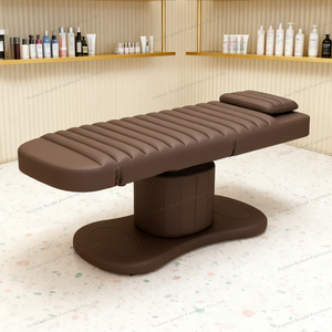 Bestseller: Luxuriöse Elektrische Kosmetikliege mit 3 Motoren für Gesichtsbehandlungen und Wimpernverlängerung, Massageliege aus braunem Leder, Salon-Wimpernliege - Product Image 4